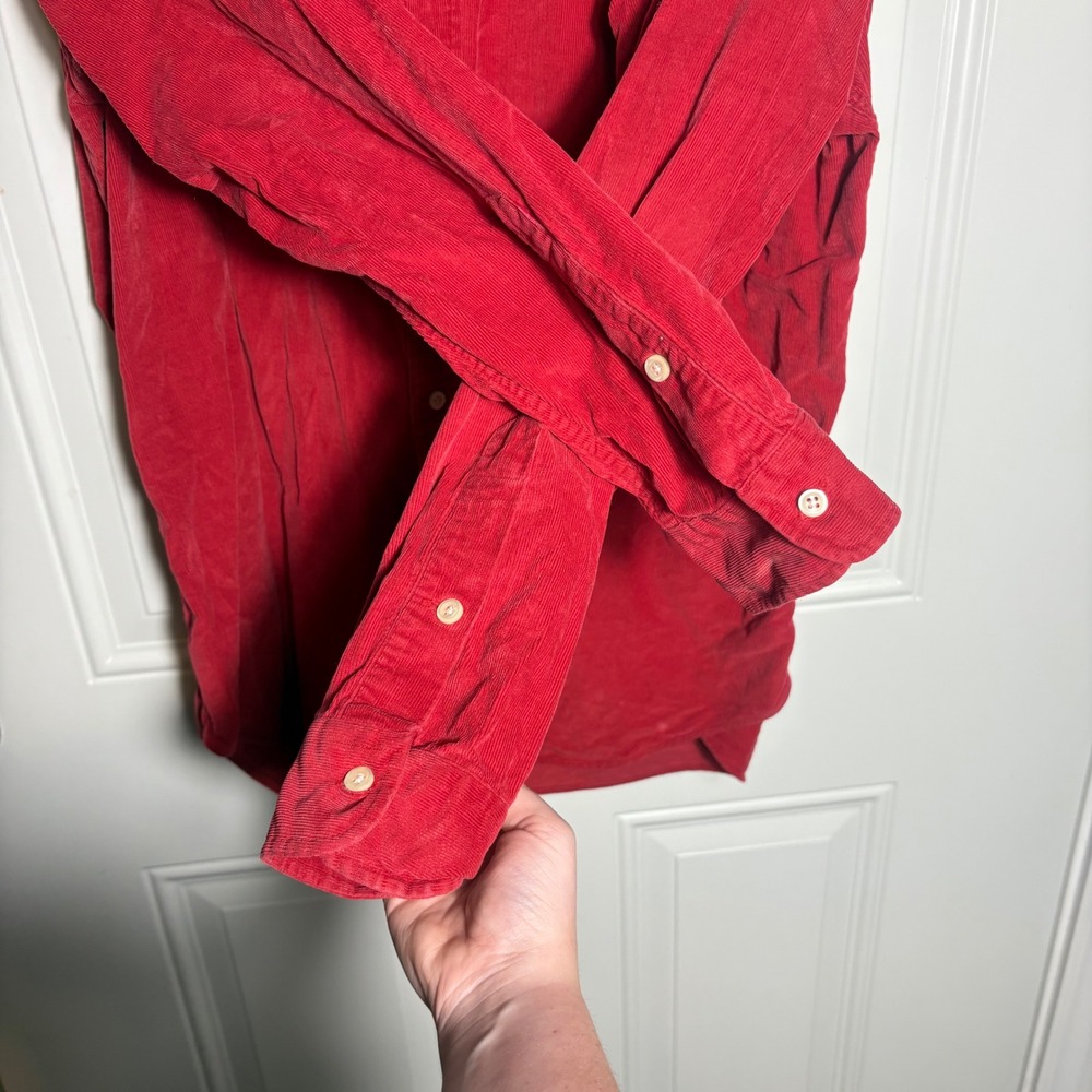 Polo Ralph Lauren Mens Red Corduroy Button Down Shirt The Blake M Long Sleeve - Picture 5 of 12